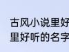 古风小说里好听的名字 优雅好听小说里好听的名字